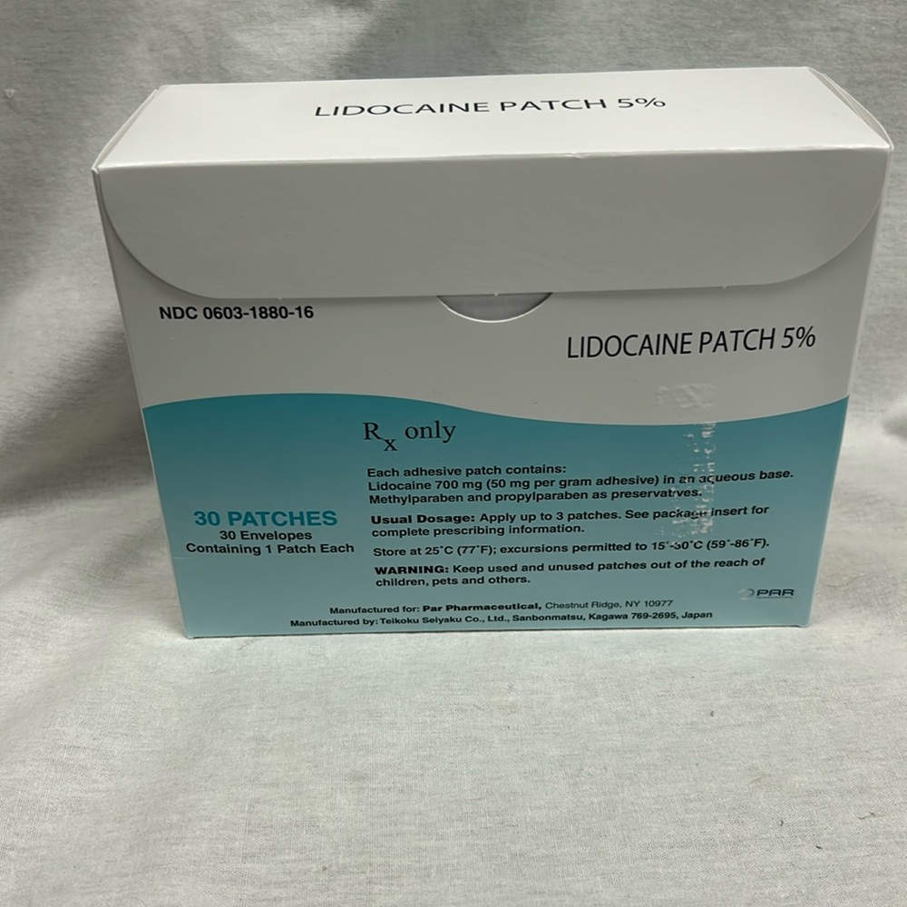Lidocaine 5% Patches 30ct new unopened box CURRENT 08/27 FREE SHIP!